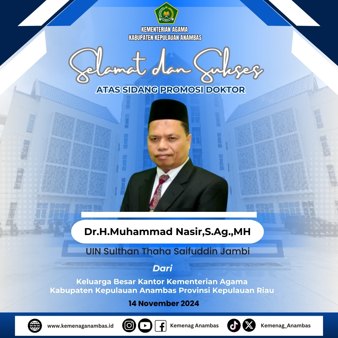 Selamat dan Sukses atas sidang promosi Doktor Dr.H.Muhammad Nasir,S.Ag.MH