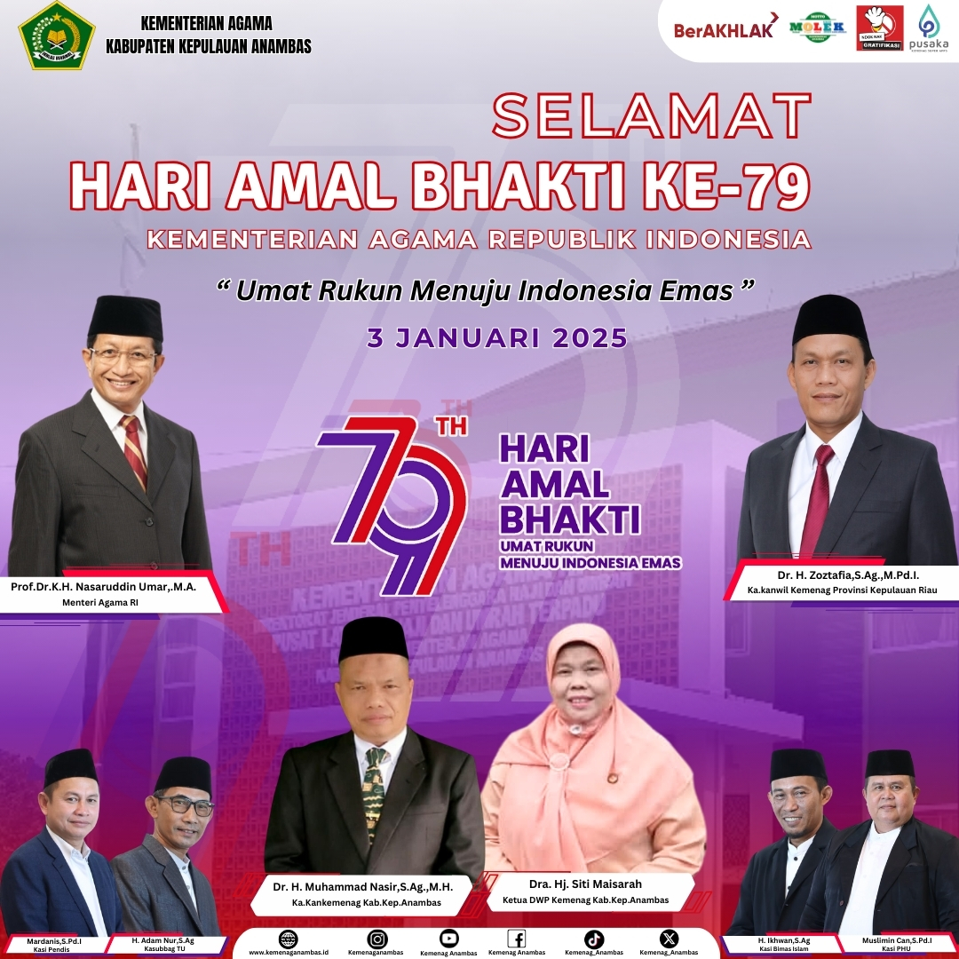 Kankemenag Anambas Mengucapkan Selamat Hari Amal Bakti ke-79 Kementerian Agama RI Tahun 2025,