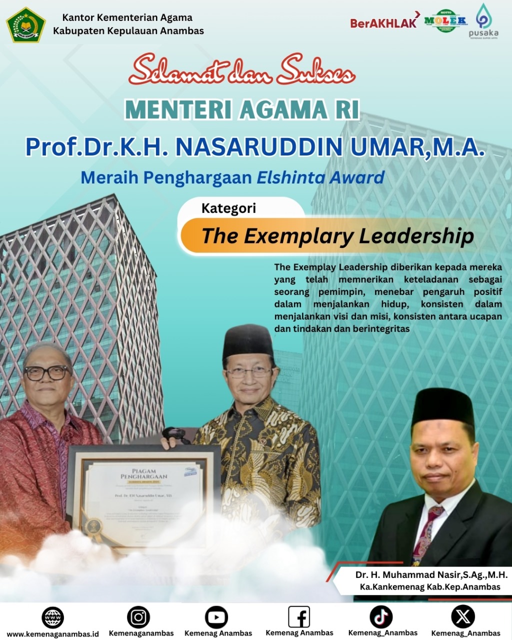 Selamat dan Sukses Menteri Agama RI Meraih Penghargaan Elshinta Aword